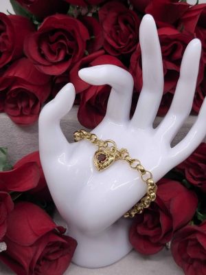 Ladies 9ct Yellow Gold Belcher Style Bracelet with Detachable Heart Locket - BL445043