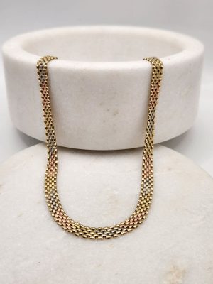 9ct 3 Tone Brick Link Chain GN413817